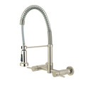 Gourmetier 2-Handle Wall Mount Pull-Down Kitchen Faucet, Brushed Nickel GS8188DL